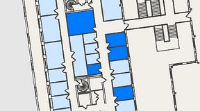 
							Planritning för Spaces Nordenskiöldsgatan, 5 privata rum, 53 m²