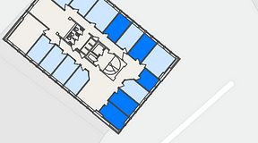 
							Planritning för FASTOFFICE Lidingö Torsvik, 5 privata rum, 48 m²